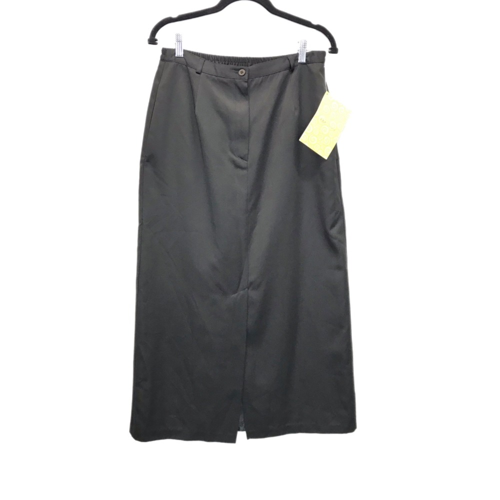 Jessica Holbrook Women's Size‎ 12 Black Maxi Skirt Pockets Front Slit - NEW